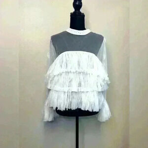 NWOT Sheer White Chiffon Blouse